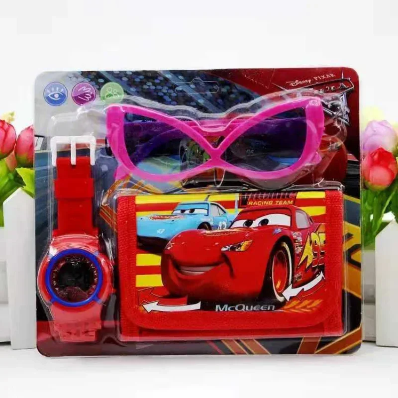 Disney Kids Watches Toys Set Wallet Sunglasses Sports Digital Watch for Girls Boys Spiderman Frozen Mickey Minnie Princess Car