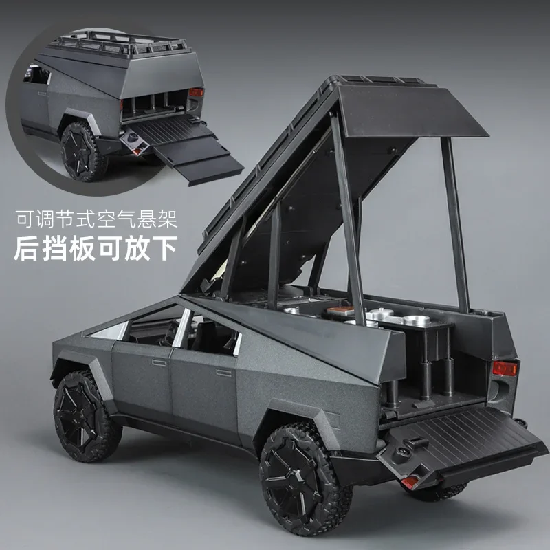 1:24 Tesla Pickup Camping Car RV Simulazione Pressofuso in lega di metallo Modello di auto Suono Luce Tirare indietro Collezione Giocattolo per bambini Regali