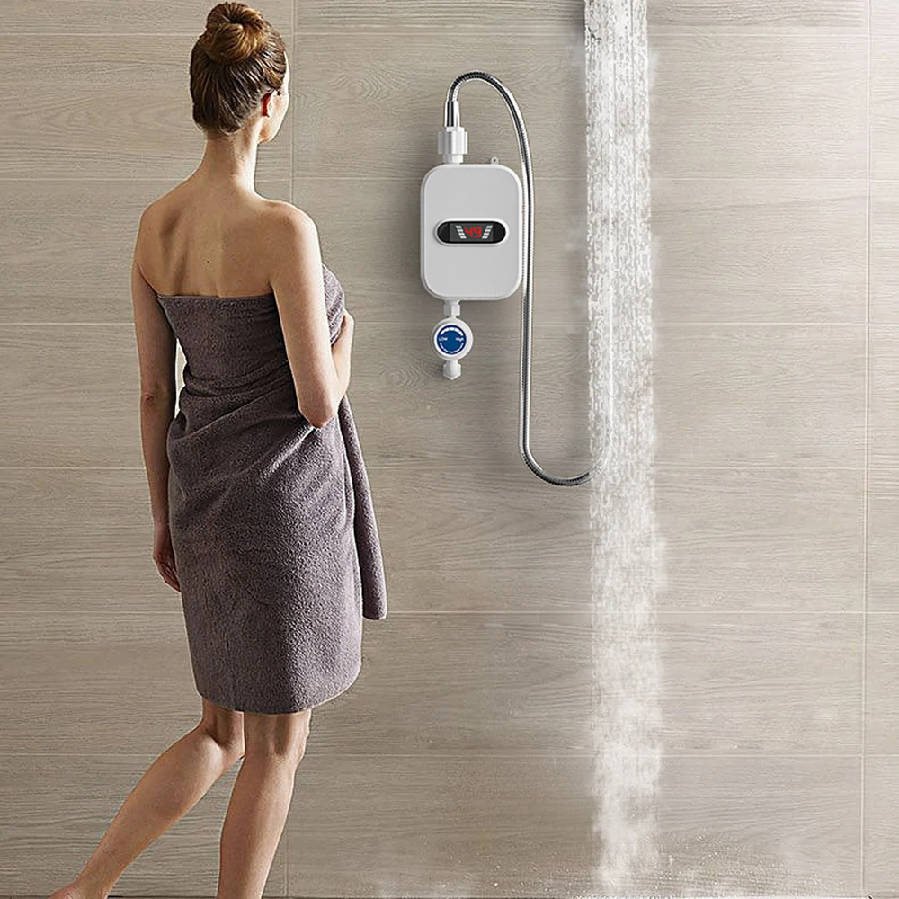 3500W Instant Water Heater 220V Smart Electric Shower Tankless Instant Water Heater Thermostat for Bathroom Kitchen