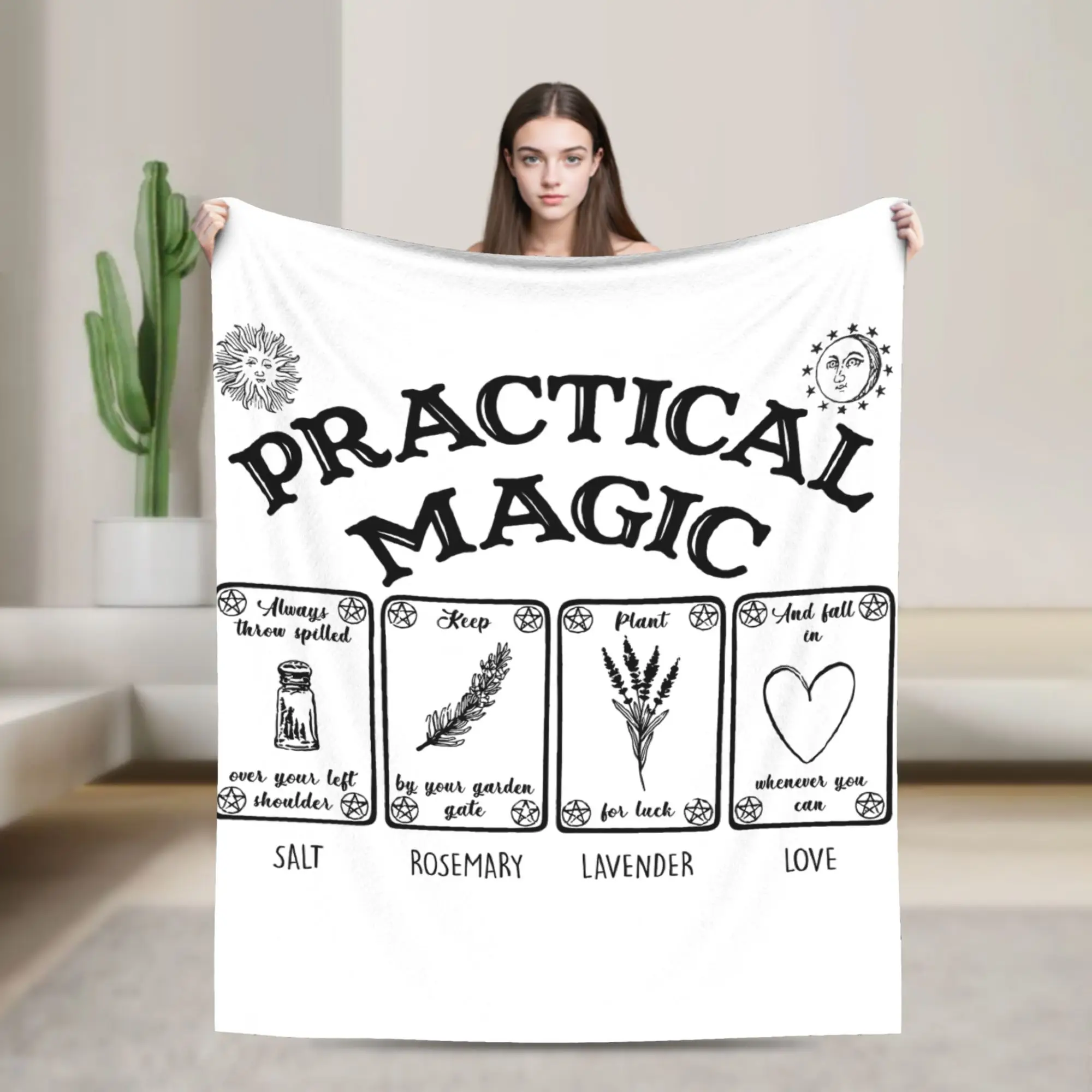 Practical Magic  Gardening, Mystical Green Witch Garden Plant Lovers Plush Blankets  Custom Throw Blanket for Bed Sofa Couch