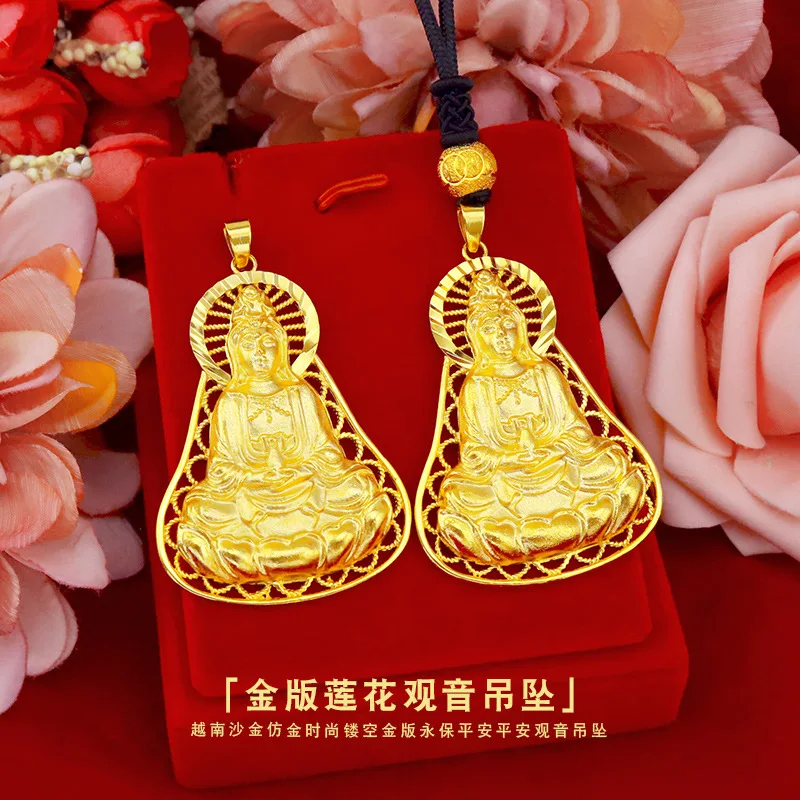 

9999 Real Gold 24K Gold Men's Ancient Guanyin Pendant Domineering Fashion Safe Sandblasting Ancient Guanyin