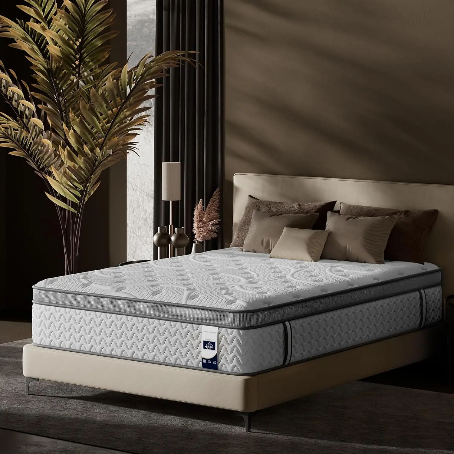 Firm Queen Mattress 12 Inches, Deep Sleep Hybrid Cooling Mattress for Pain Relieving, Bed in a Box for Back & Side Sleepers