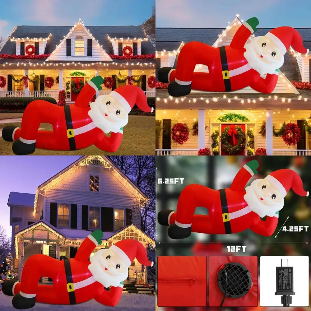 

Illuminated 12-Foot Inflatable Santa Claus for Outdoor Christmas Yard Decoration