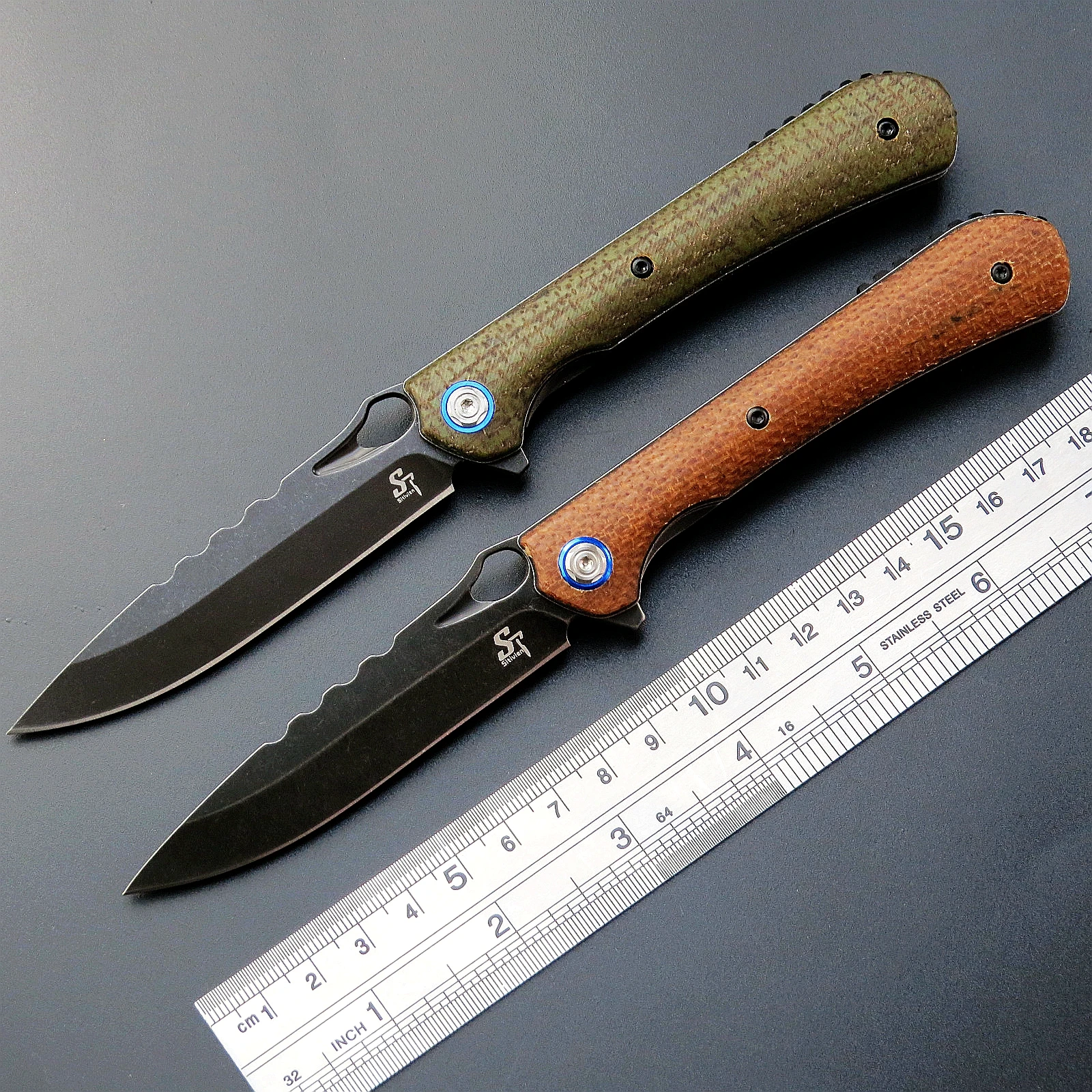 Sitivien ST145 Folding Knife 14C28N Steel Blade Micarta/ G10 Handle EDC Tool for Working Camping Survival Collection