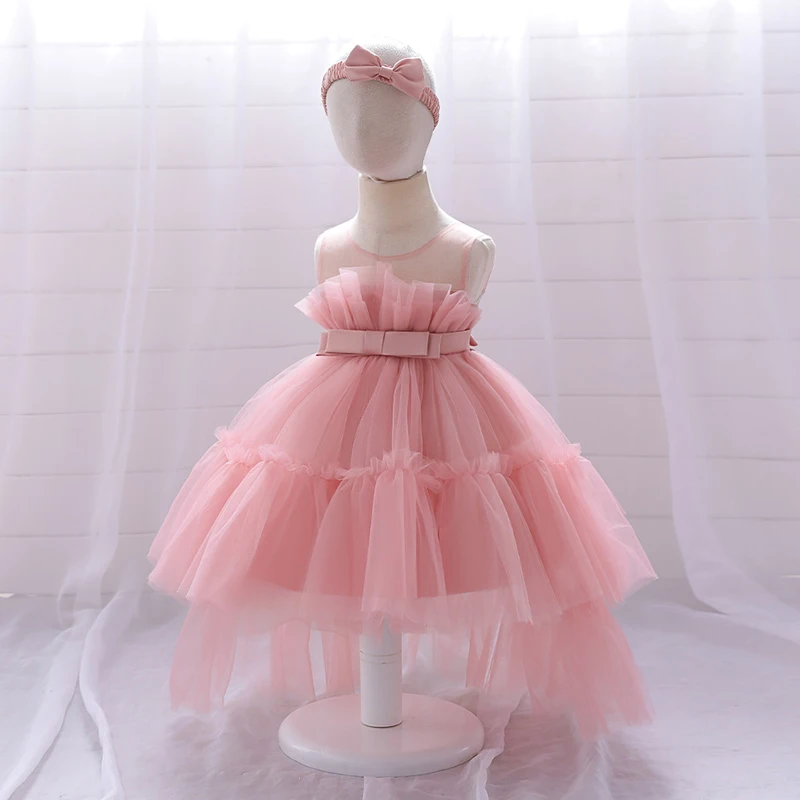 Toddler Trailing Ceremony 1 st Birthday Dress For Baby Girl Clothes Baptism Fluffy Princess Dress Girls Dresses Party Gown 0-2Y