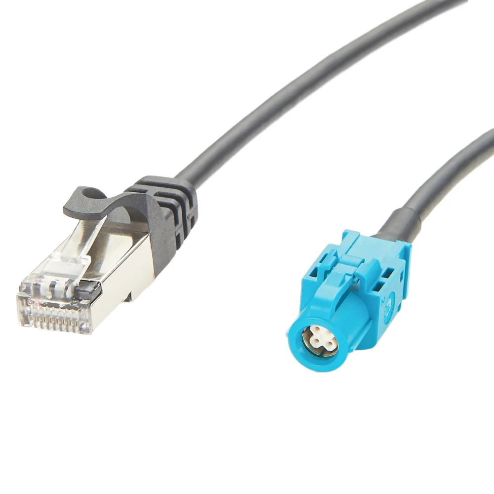 HSD RJ45 Cat5e 4p Waterproof Male/Female Copper Contact PVC Housing Automotive Ethernet Extension Cable LVDS Cameras Display