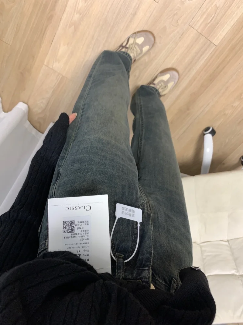 

Y2K Джинсы с высокой талией Женские широкие кофейные брюки Свободный крой Утягивающие длинные брюки Весна Повседневная