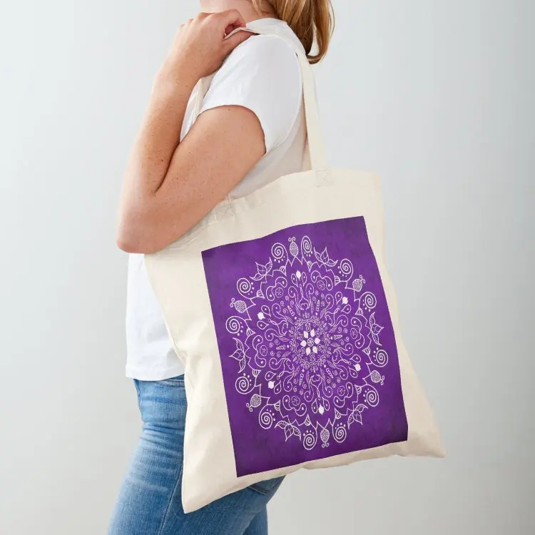 

Mandala Purple and White Tote Bag Shopper handbag eco pack bags for women tote bag woman