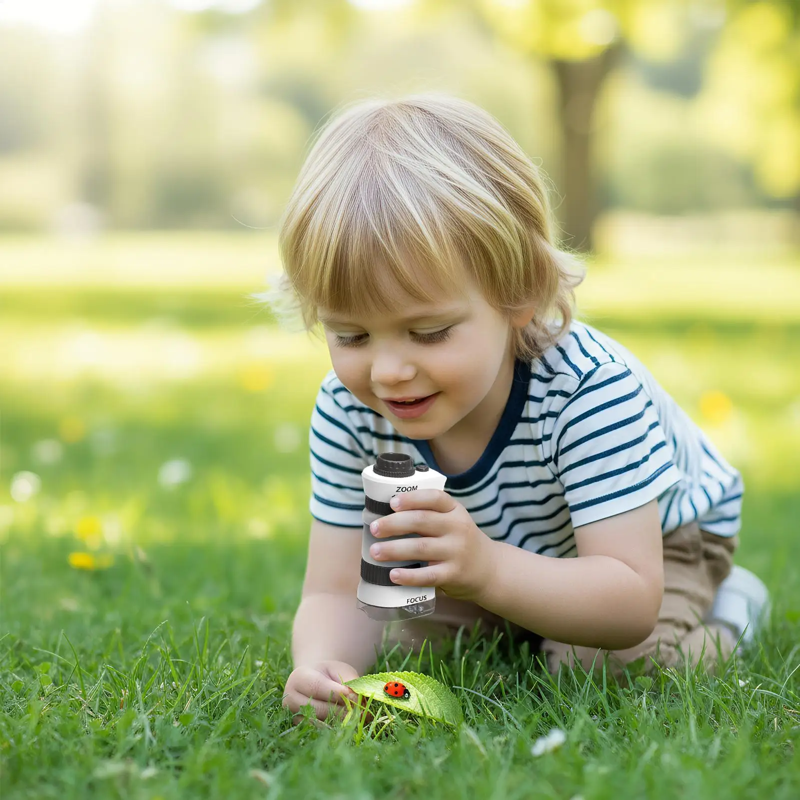 Microscópio infantil com zoom 60-80X, microscópio de ampliação infantil com 12 peças de slides, brinquedo científico educacional para acampamento, escola