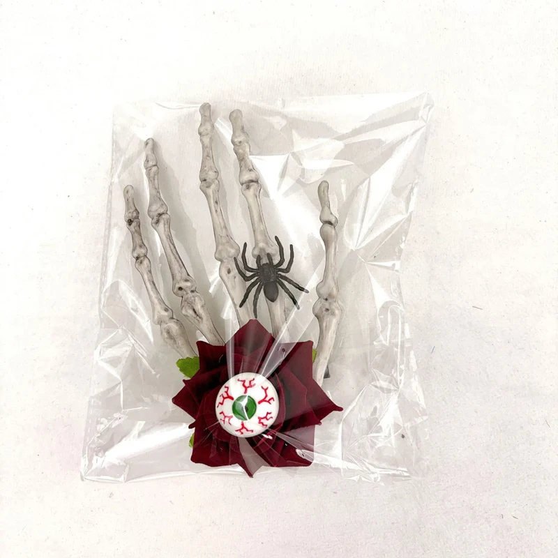 กิ๊บติดผมรูปดอกกุหลาบฮาโลวีนแต่งผมแบบกิ๊บติดผมรูปโครงกระดูกสำหรับวันแมงมุมหัวกะโหลกที่ตกแต่งผมกิ๊บหนีบผมที่แต่งผมวันฮาโลวีน