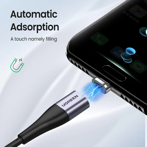Магнитный кабель Ugreen USB-C и Micro USB для быстрой зарядки 3А — фото устройства
