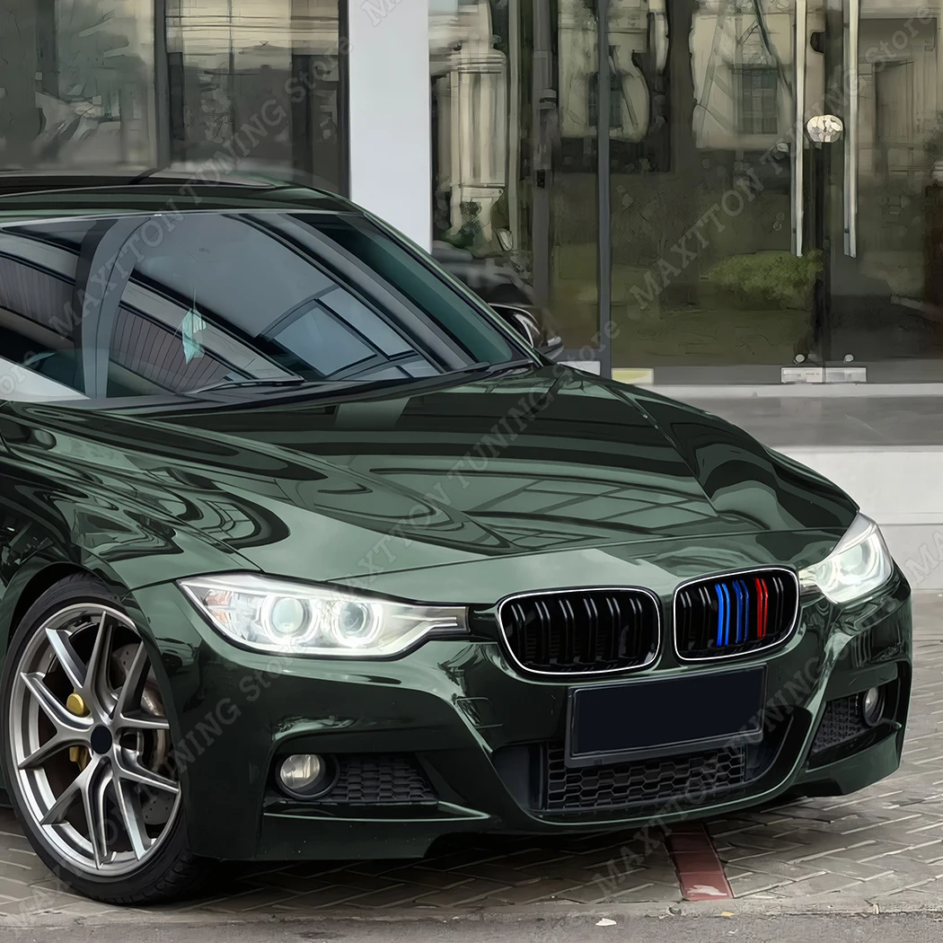 Front Bumper Luminous Kidney Grille For BMW 1 Series F30 F31 2013-2018 Double Line Tricolor Style Tuning Replacement Parts