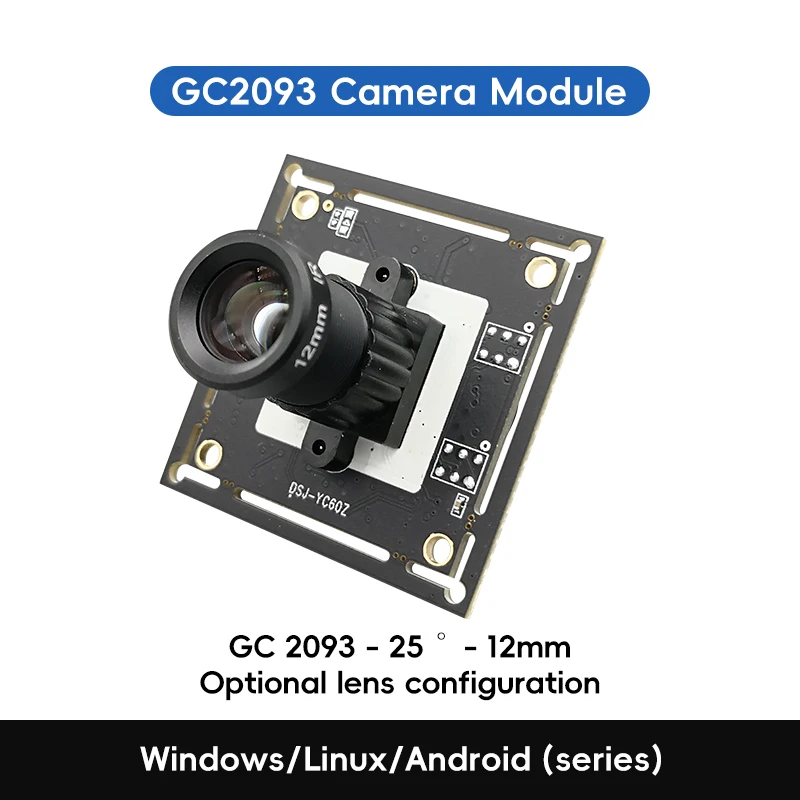 Camera Module 1920x1080 USB 2.0 UVC Driver-Free GC2093 1080P 60fps YUV/MJPG Optional Lens for RPi Win Linux Android OTG DIY
