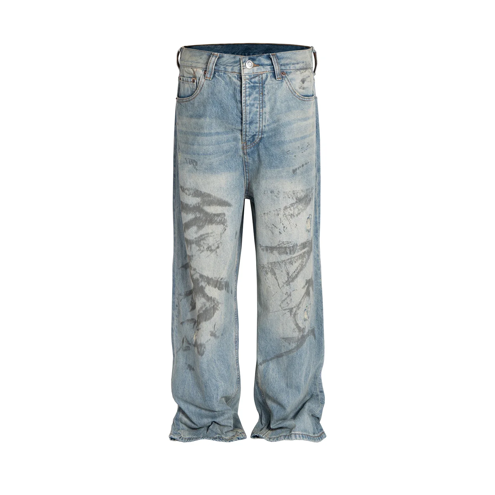 

Vintage Mud Dyed Dirty Baggy Jeans for Men and Women Streetwear Casual Pantalones Hombre Denim Trousers Oversize Cargo Pants