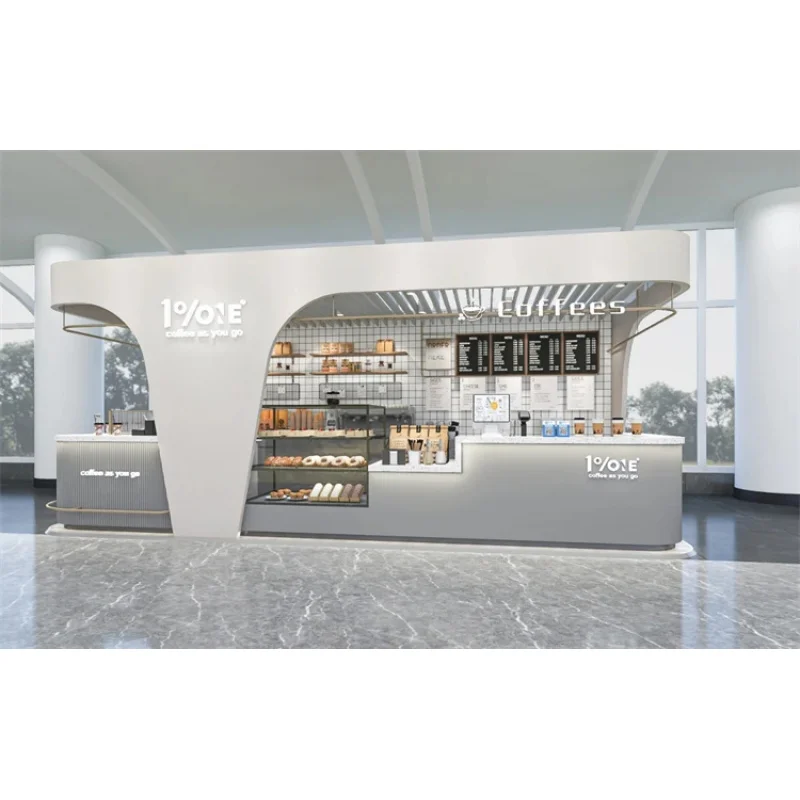 custom.Modern Latest Custom-made White Shop Counter 3d Coffee Shop Kiosk Luxury Design Shopping Mall