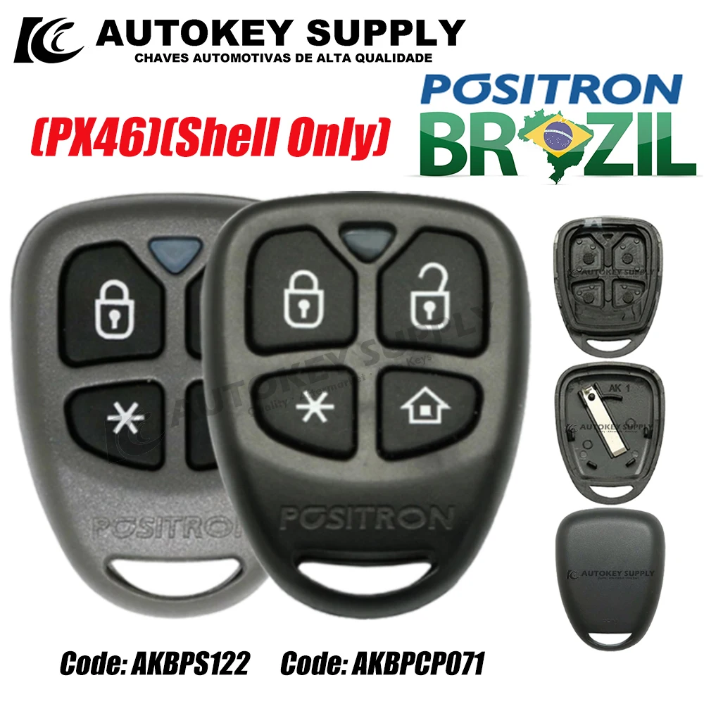 AutokeySupply AKBPCP071 AKBPS122 PX46 Alarm antywłamaniowy z 4-przyciskiem i klipsem do baterii dla Brazylii Positron