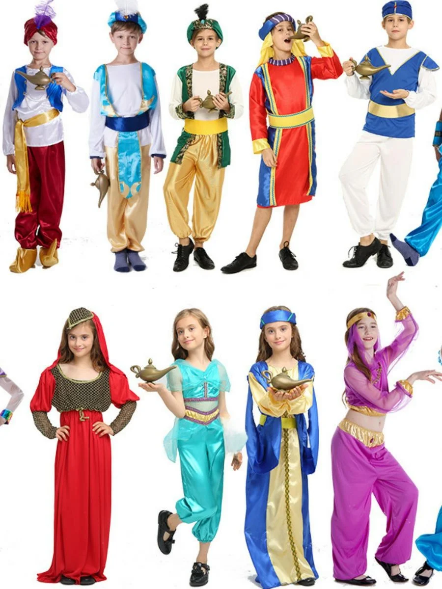 

Детский костюм Аладдина принца на Хэллоуин, арабский костюм с волшебной лампой, M, маскарадное представление, традиционный китайский сценический костюм