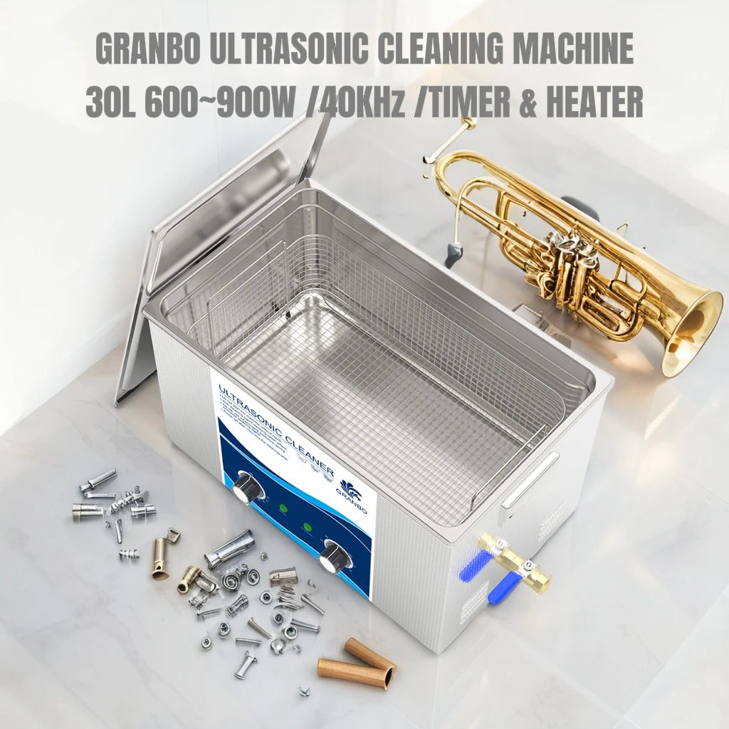 

Granbo 30L Ultrasonic Cleaning Machine with Timer & Heater – High Power for Auto Engine Components, Copper Instruments, Filters