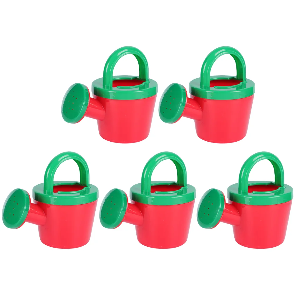 

5PCS Red Mini Watering Cans Kids Bath Toys Outdoor Indoor Beach Shower Sprinkler Set Ergonomic Refill