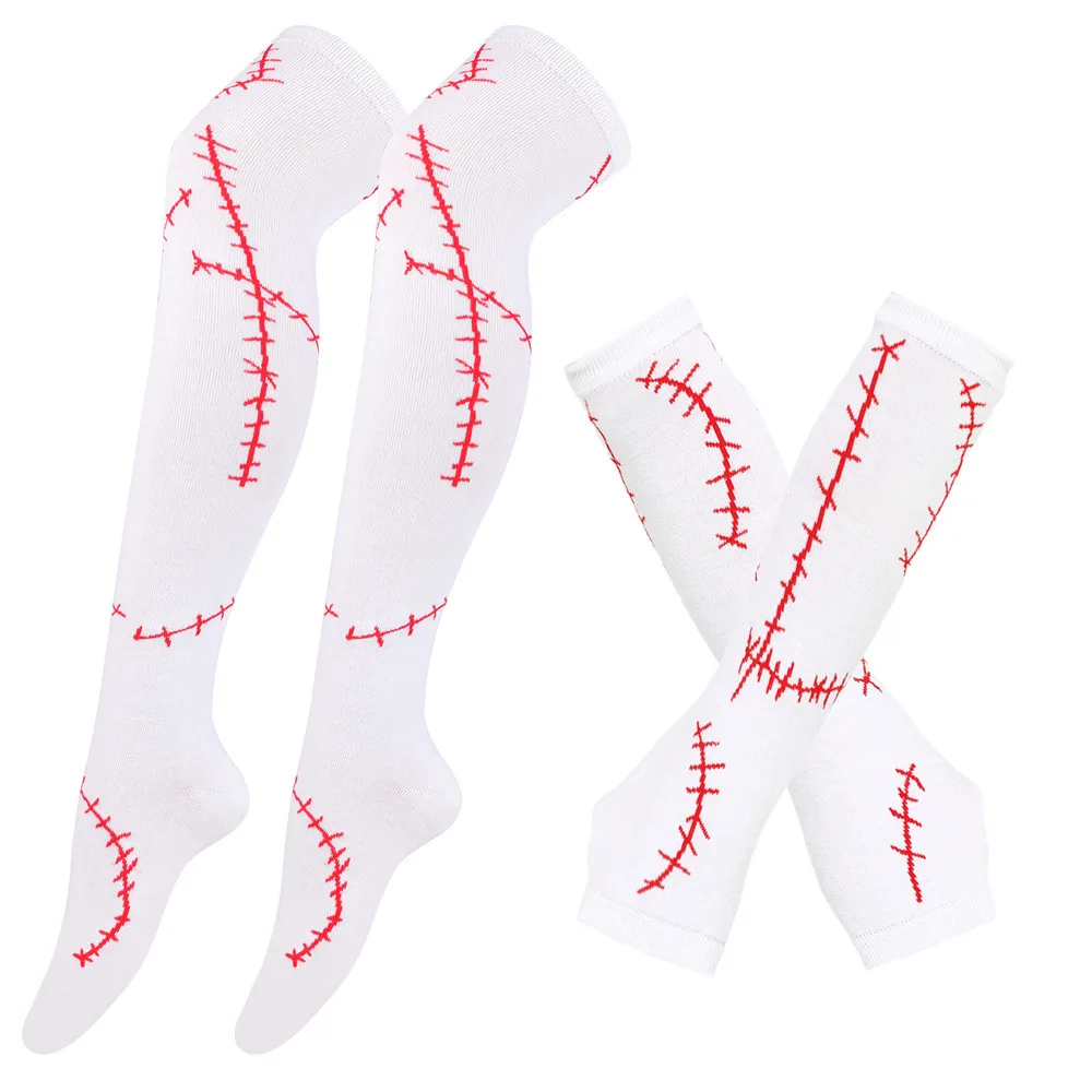 Halloween Gloves Stockings Cosplay Christmas Sally Costumes Props Party  Zombie Bride Set 3 Colors Scar gloves Knee High Socks