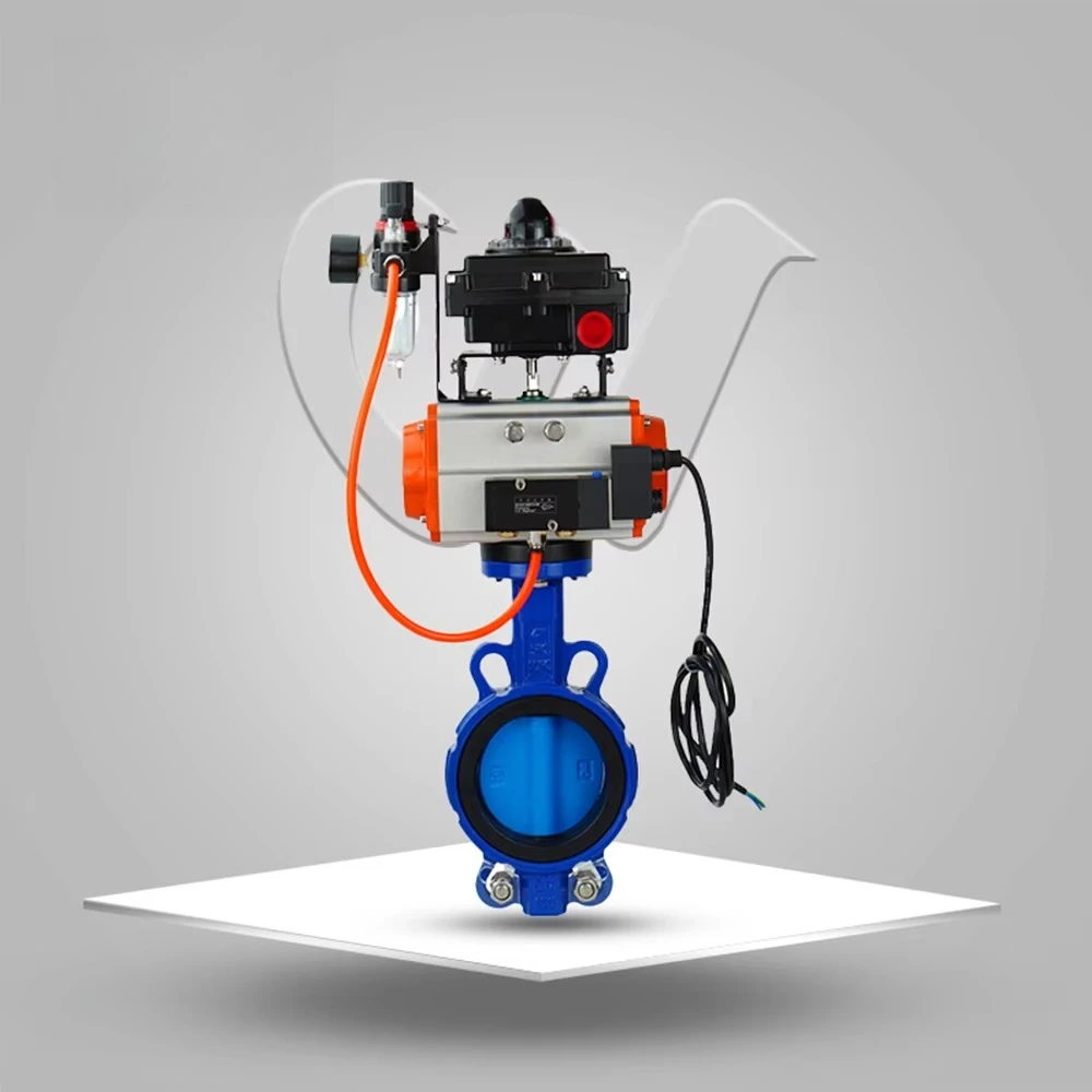 2024 الحديد القناة الحديد الزهر EPDM مقعد فراشة صمام PTFE مقعد عملية هوائية صمام فراشة رقاقة