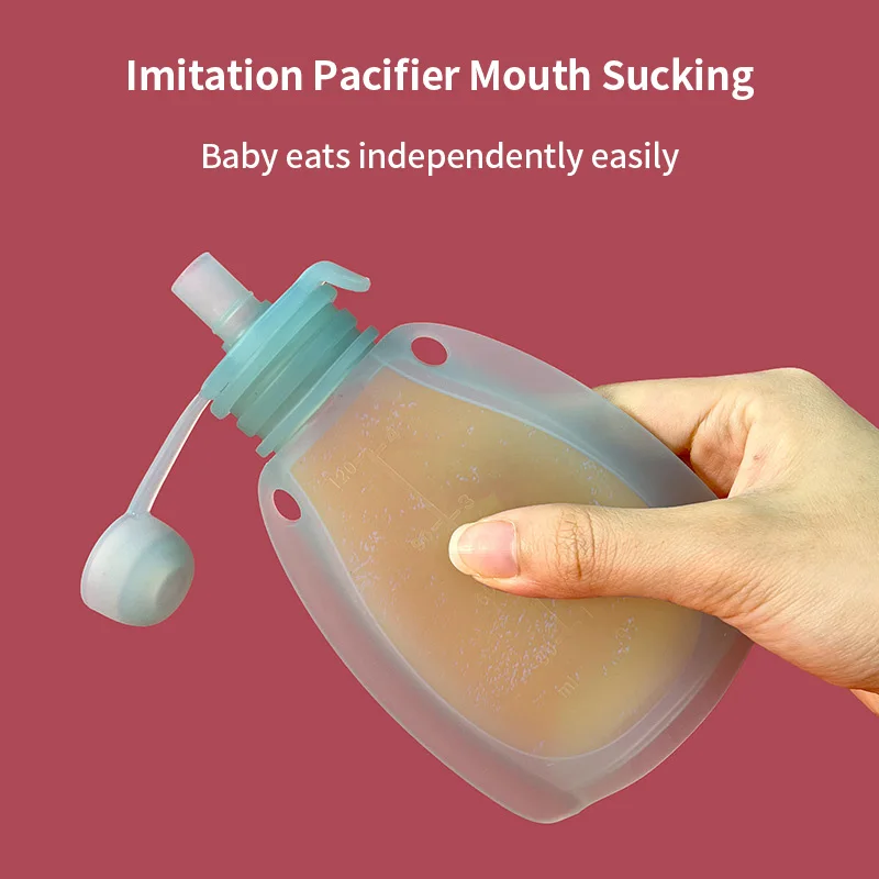 New Baby Food Pouches Reusable Silicone Yummy Bag Food Grade BPA Free Puree Juice Breastmilk Storage Bottle Portable