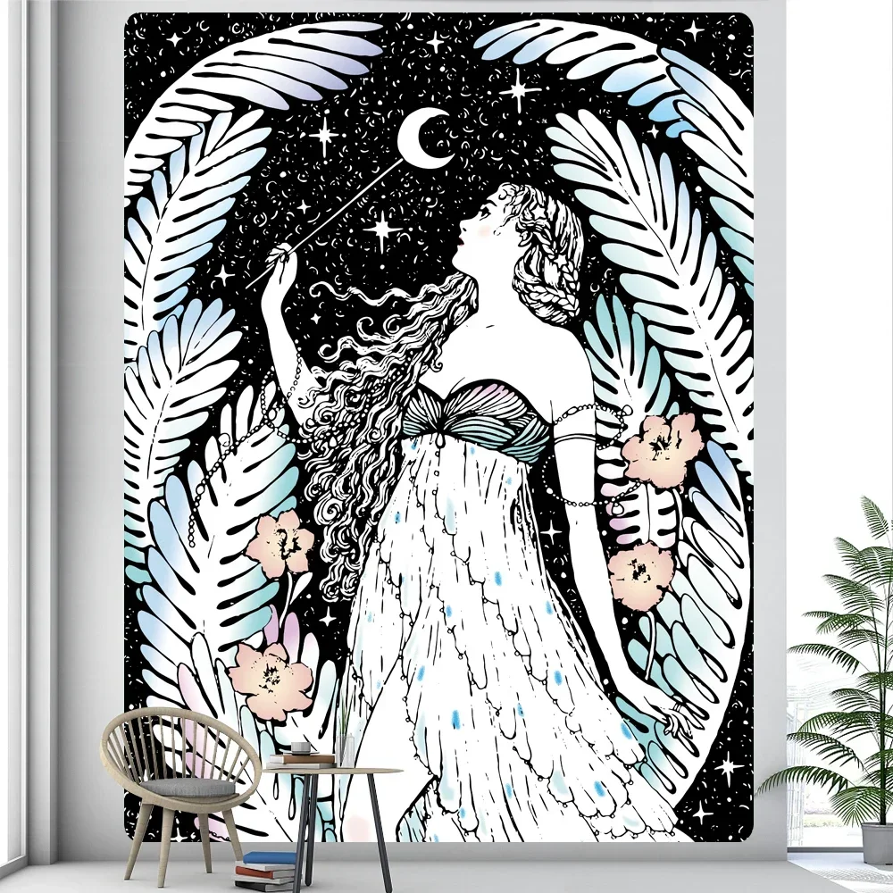 March goddess girl home decoration art tapestry bohemian decoration yoga mat hippie psychedelic scene sheets