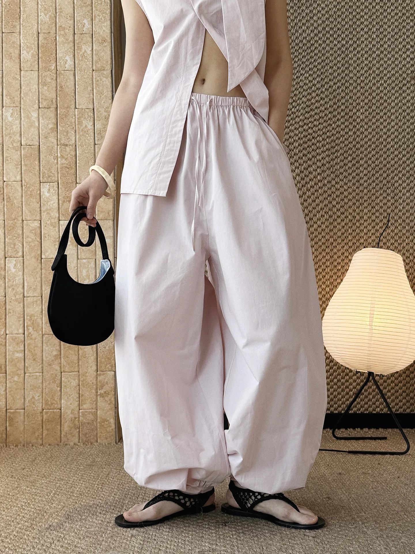 

Spring/Summer New Parisian Fashionable High Waist Loose Tight Leg Button Pants for Women