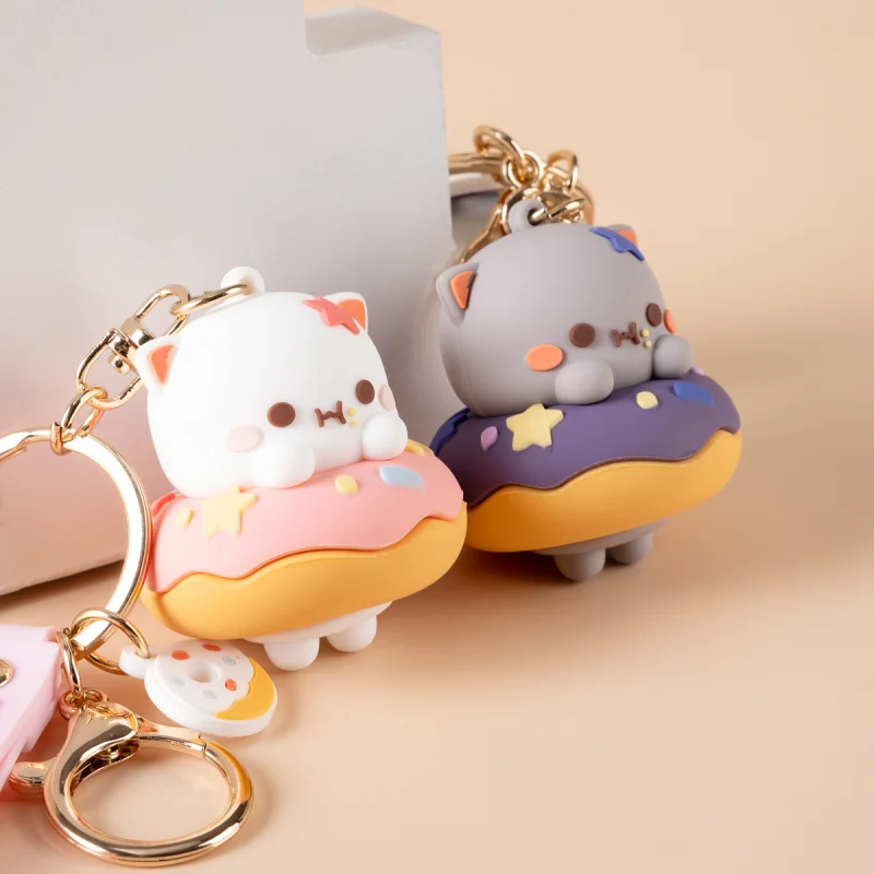 Mitao Cat Dessert Series Keychain Silicone Doll Cosplay Key Ring Diy Car Backpack Key Holder Trinket Toys Party Gifts