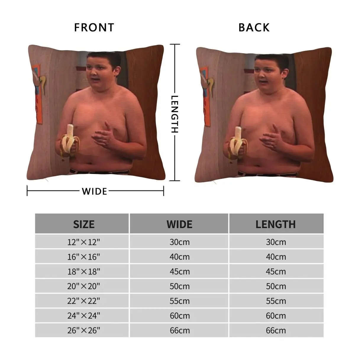 ICarly Gibby Gibson Banana Square Pillowcase Polyester Linen Velvet Printed Zip Decor Pillow Case Sofa Seater Cushion Case