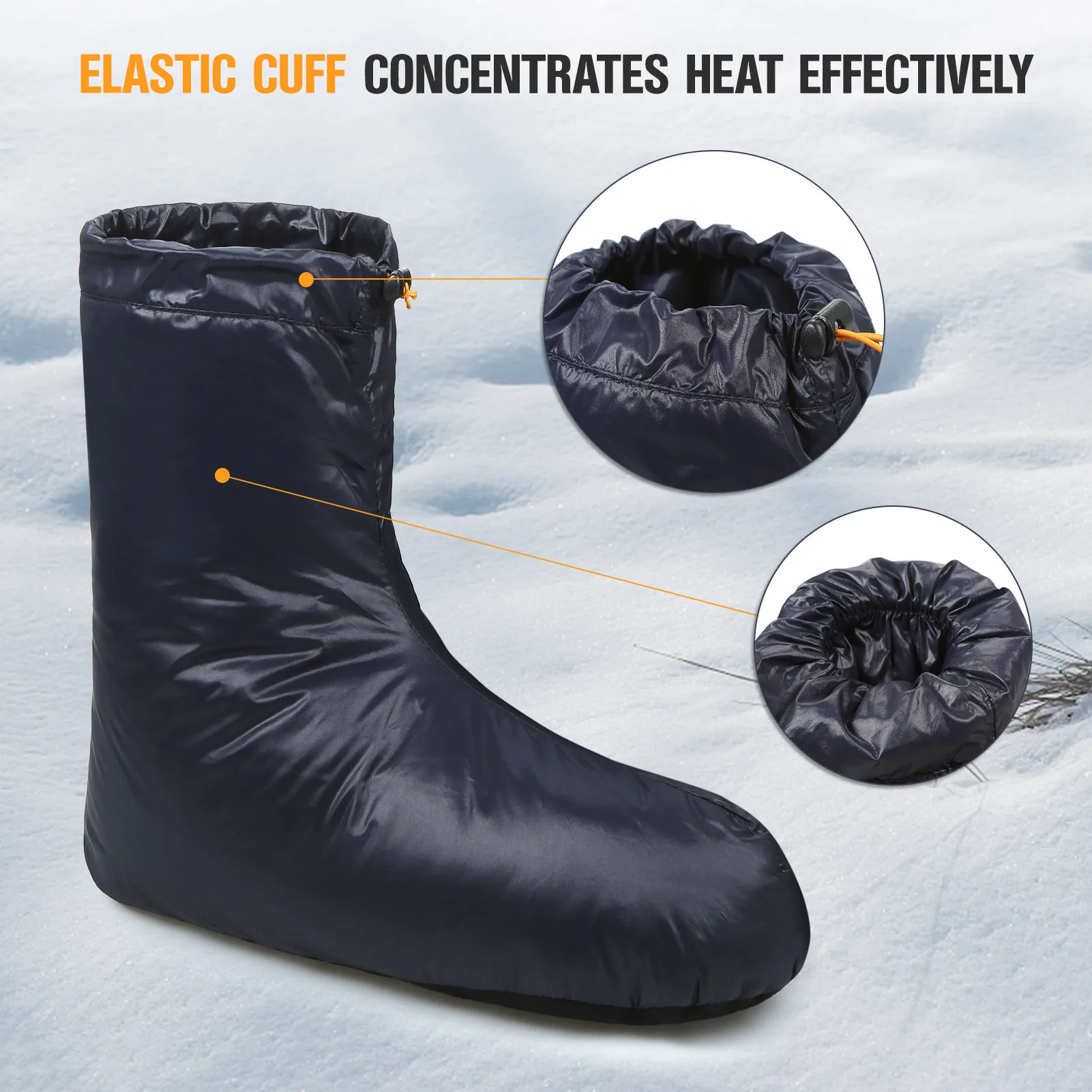 Lixada Winter Down Booties Socks Warm Soft Windproof Sleeping Slippers for Camping Sleeping Bag Tent Down Filled Boots