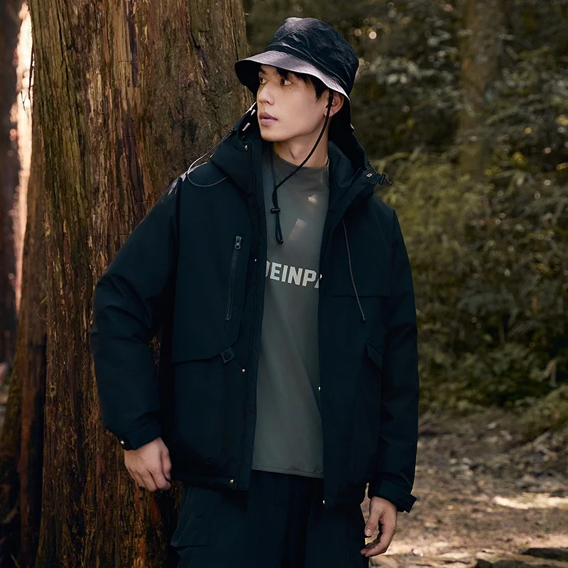 

Зимняя утепленная куртка-пуховик 2025 с капюшоном для подростков, морозостойкая, модная, белая, на утином пуху, для пар