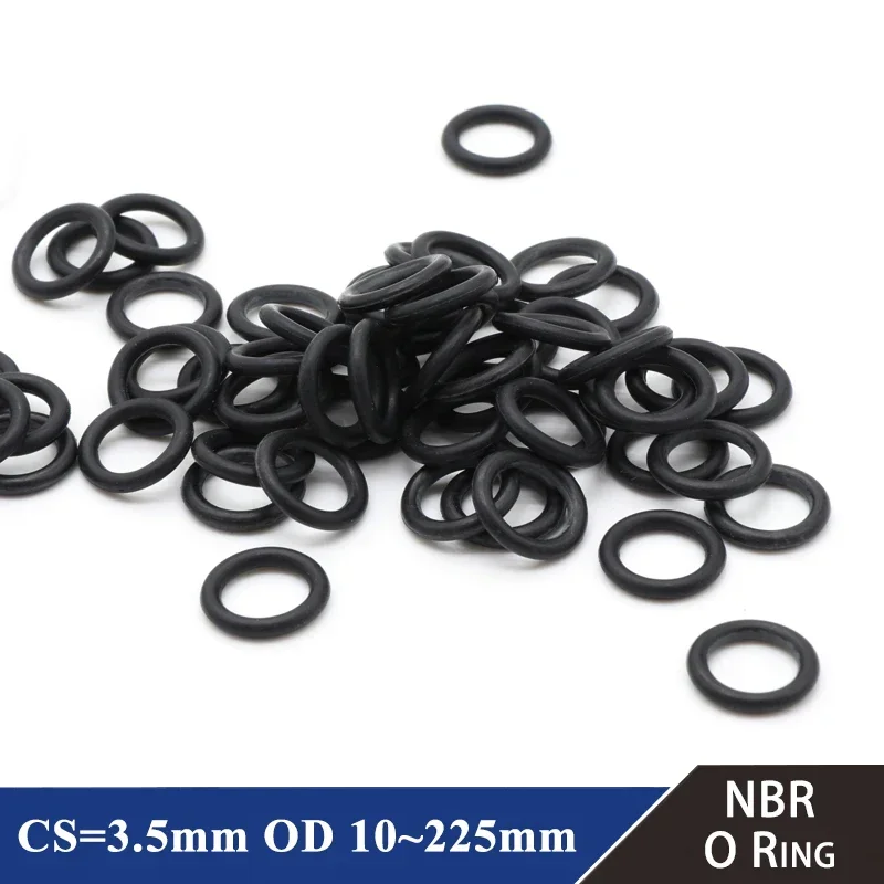 

10Pcs NBR O Ring Gasket Thickness CS 3.5mm OD 10~225mm Nitrile Rubber Round O Type Corrosion Oil Resist Sealing Washer Black
