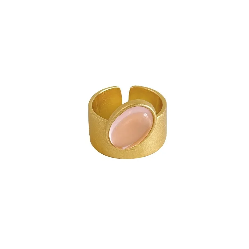 

Irregular Pink Waterdrop Wide Edge Ring Korean Ins Versatile Finger Ring Stacked High End Female