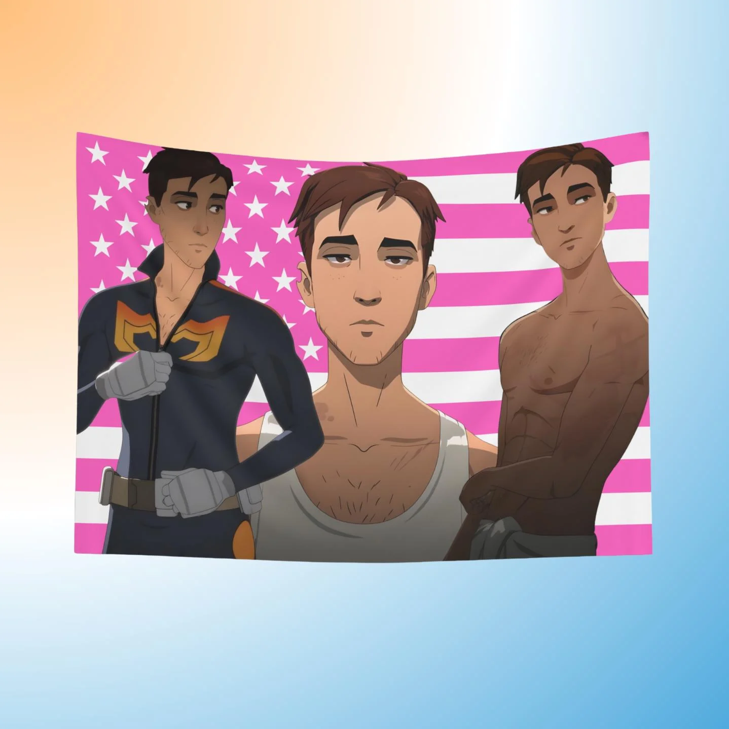 جديد روبرت روبرتسون سماعة الرأس العلم ميكا رجل داخلي جدار نسيج ميكا رجل إرسال العلم الوردي #1