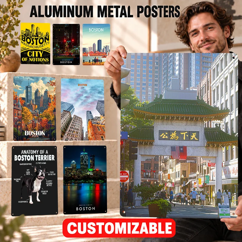 Boston Textured Metal Posters Retro Album Inspired Portrait Home Office Wall Art Personalized Aluminum Sign Gift For Rock Fans