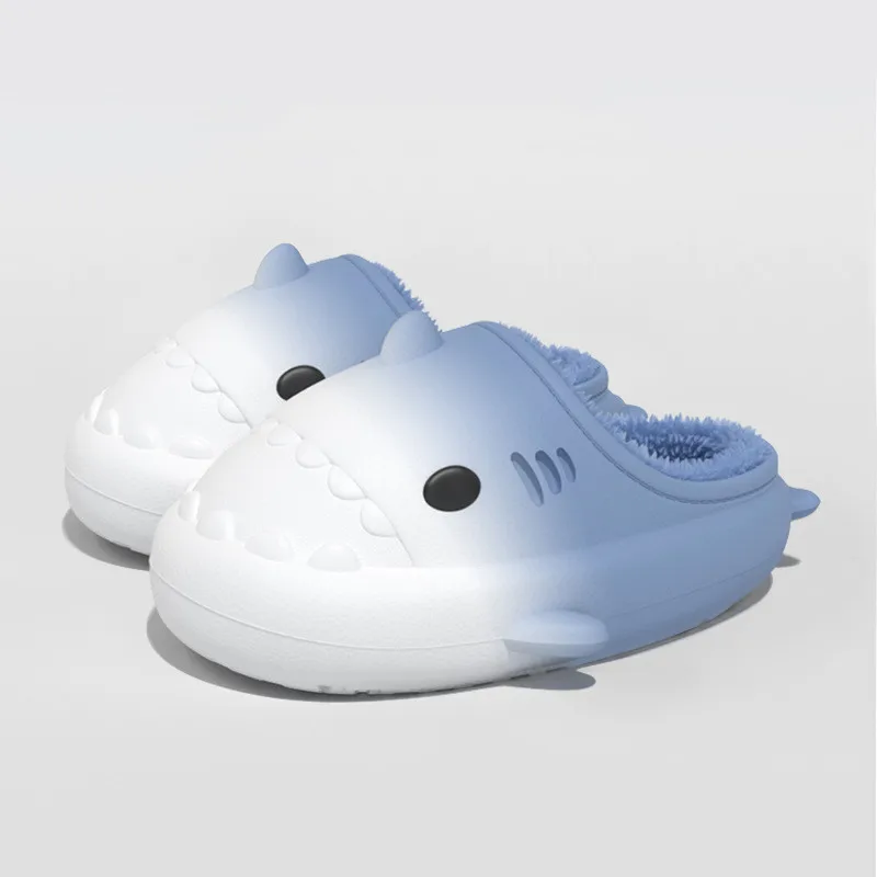 Pantoufles Requin en Peluche pour Femme et Homme, Chaussures Chaudes en Coton et Fourrure, Antidérapantes, Imperméables, pour la Maison et l'Extérieur, Nouvelle Collection Hiver