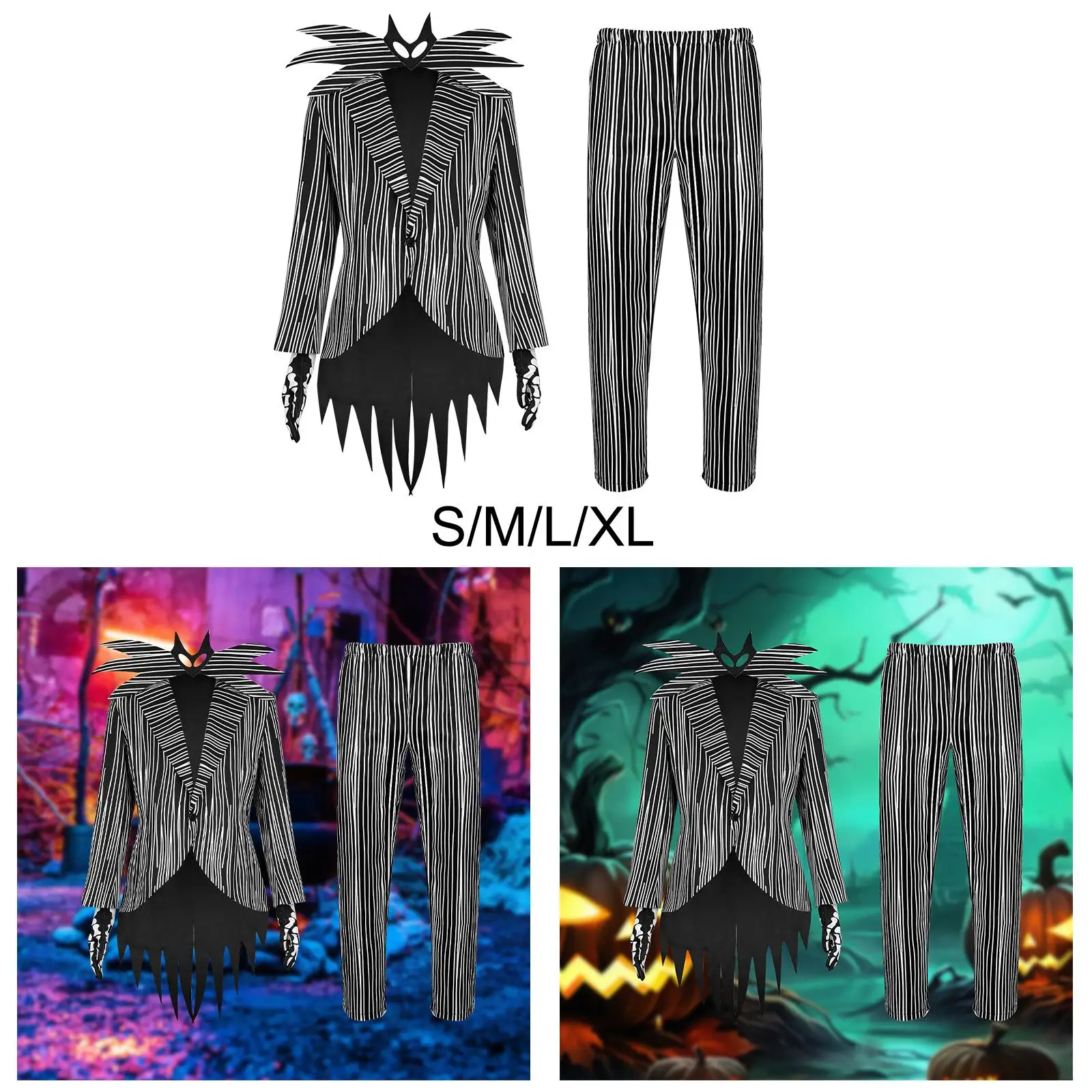 

Men Cosplay Costume Coat Bow Tie Gloves Pants for Masquerade Nightclub Party