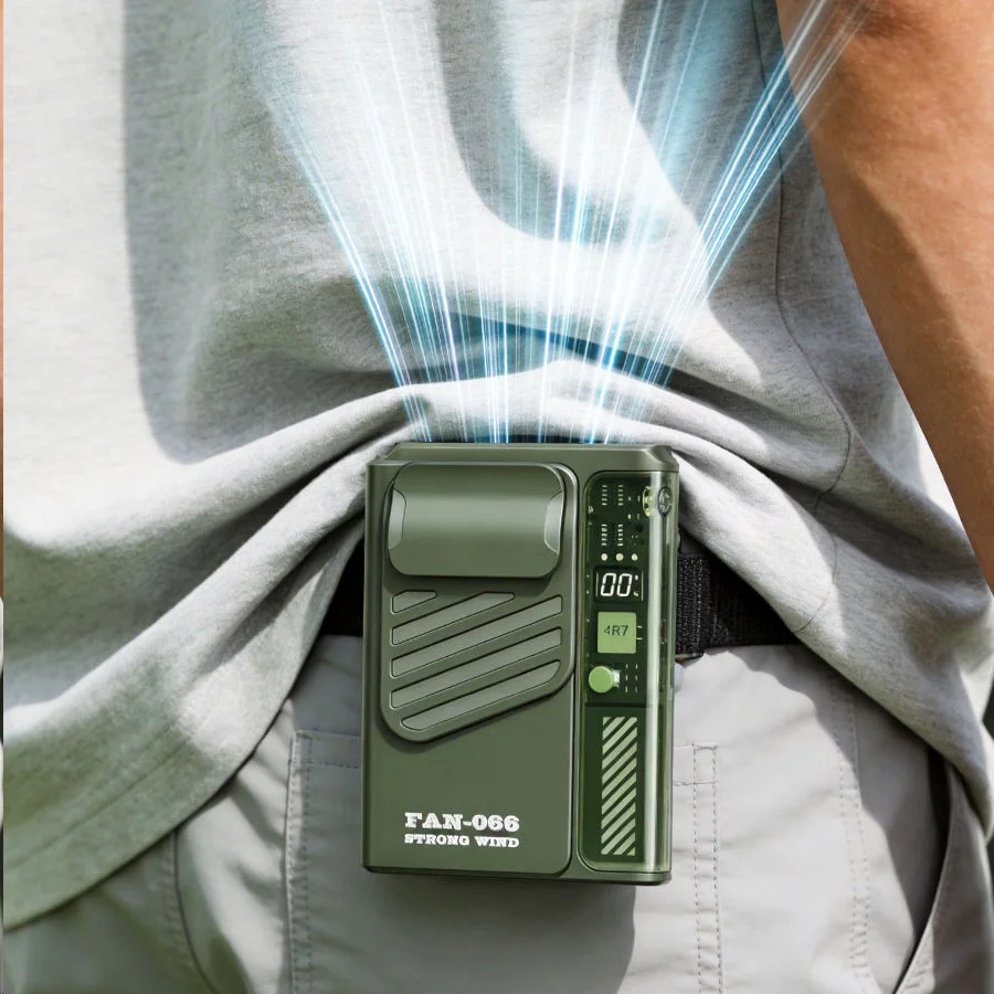 New clip-on waist-mounted portable fan 4000mAh high-speed waist fan for small outdoor construction site cooling fans