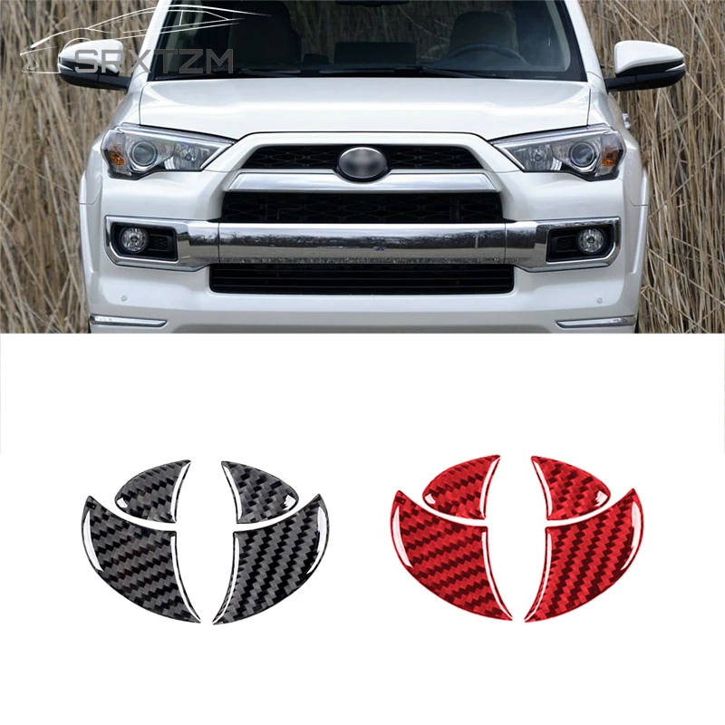 Front Center Grille Grill Mouldings Cover Trim Rear Tailgate Logo Carbon Fiber Sticker for Toyota 4Runner 2010-2020 Accessories