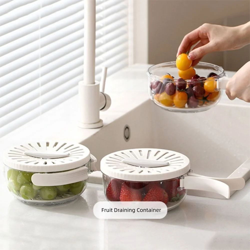 

Folding Handle Rice Washing Drain Basket 2 In 1 with Lid Fruit Vegetable Washing Bowl Plastic Multi-function