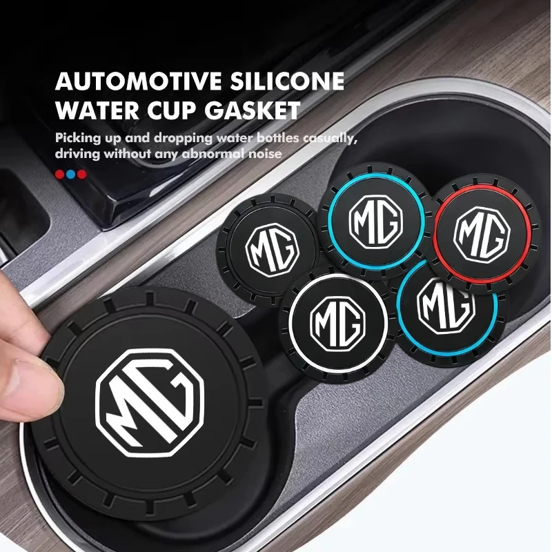 Car Cup Holder Pad Anti-slip Drink Mat Water Resistant Liner Soft Silicone For MG ZS MG4 EV MG HS MG3 MG5 EV Marvel R MG ONE