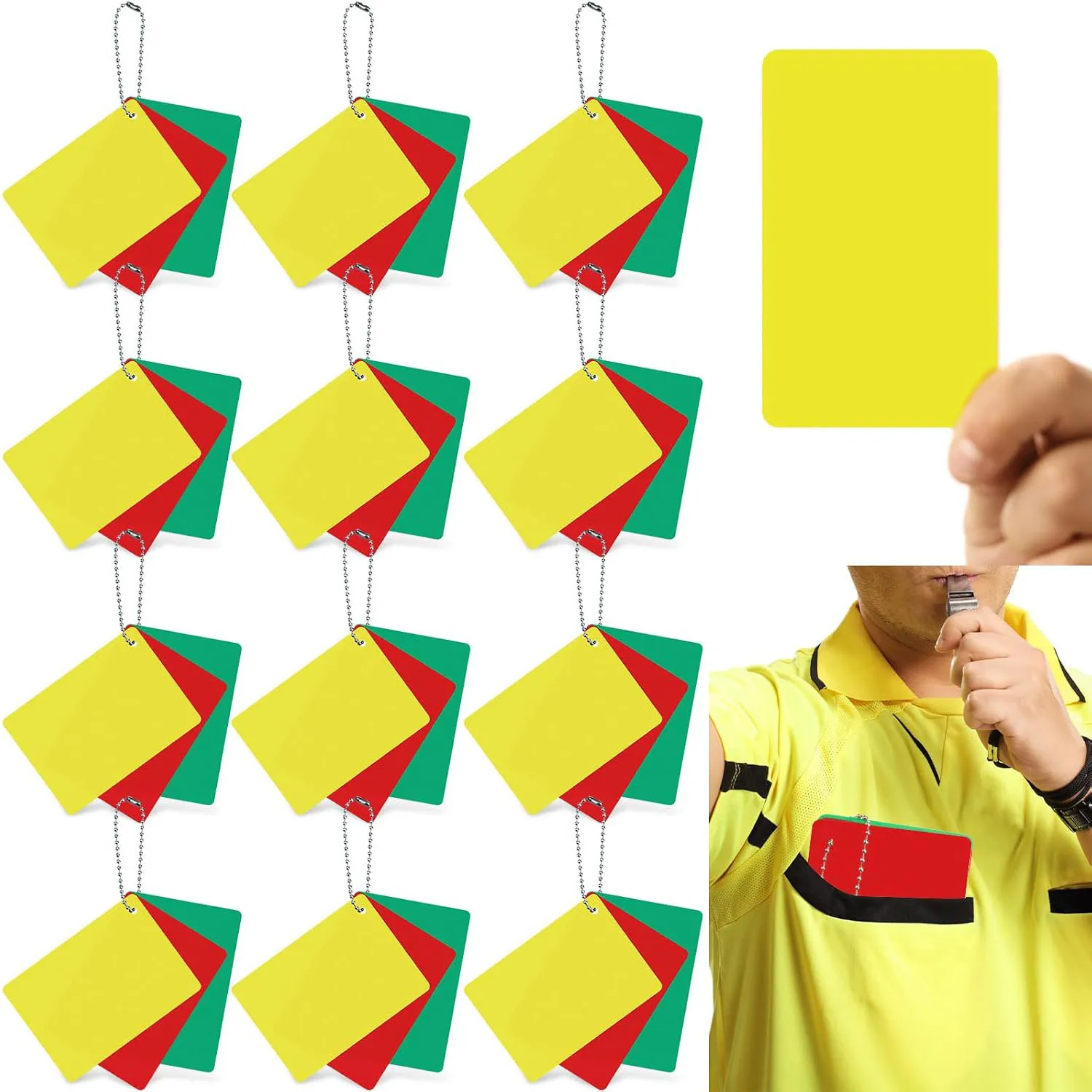 Referee Penalty Cards Football Referee Card Sets Soccer Warning Ejection Delay Green Red and Yellow Cards for Sports Game