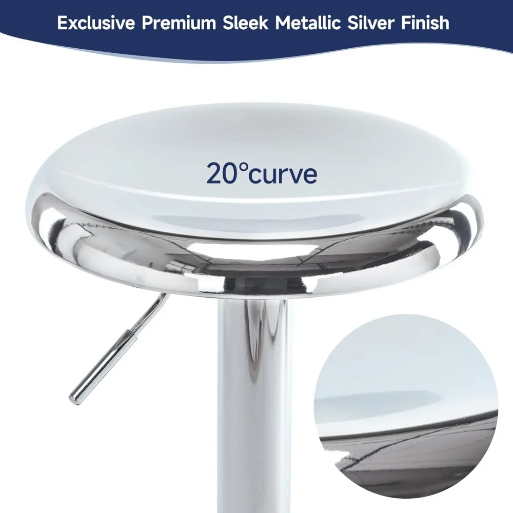 "Set Of 2 Adjustable Bar Stools - Swivel Airlift Metal Stools, Backless Counter Height"​