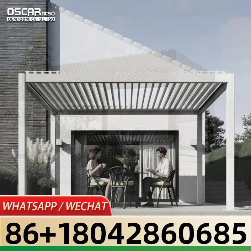 Customize Made Garden Sun Shades Aluminium Outdoor Pergola Smart Opening Metal Louver Roof Waterproof Windproof Gazebo pergola