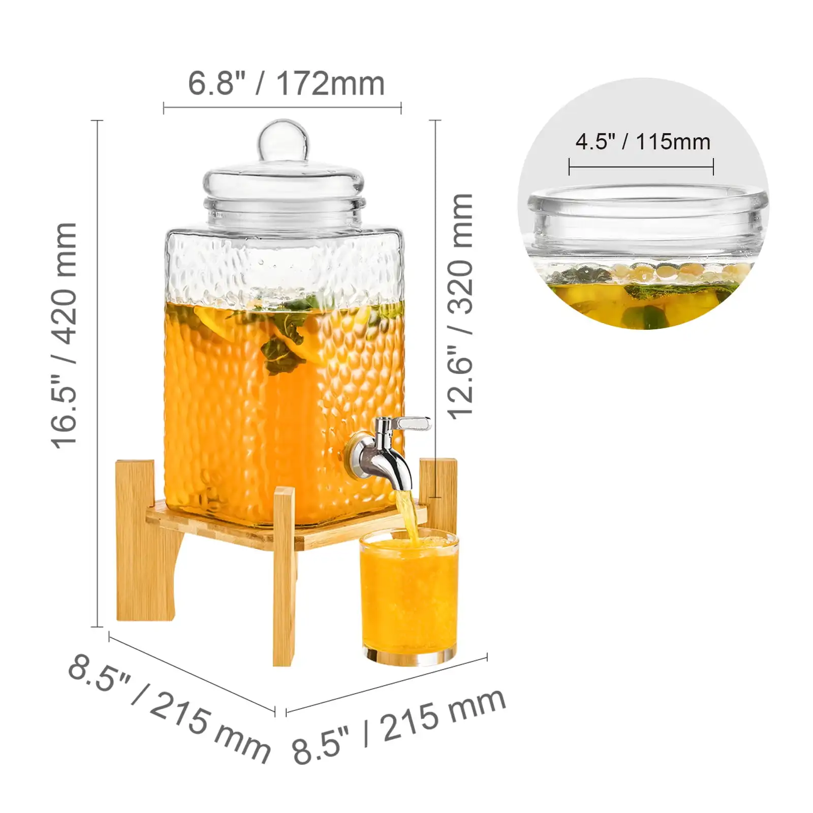 2-Pack 1.5 Gallon Party Drink Holder, Glass Container with Base for Iced Tea, Lemonade, for Restaurants, Hotels, Events