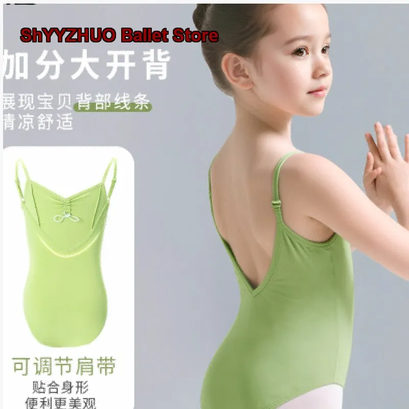 Children's Dance Spaghetti Camisole with Chest Pads Art Exam Gymnastics Girls' Body Suit Kids