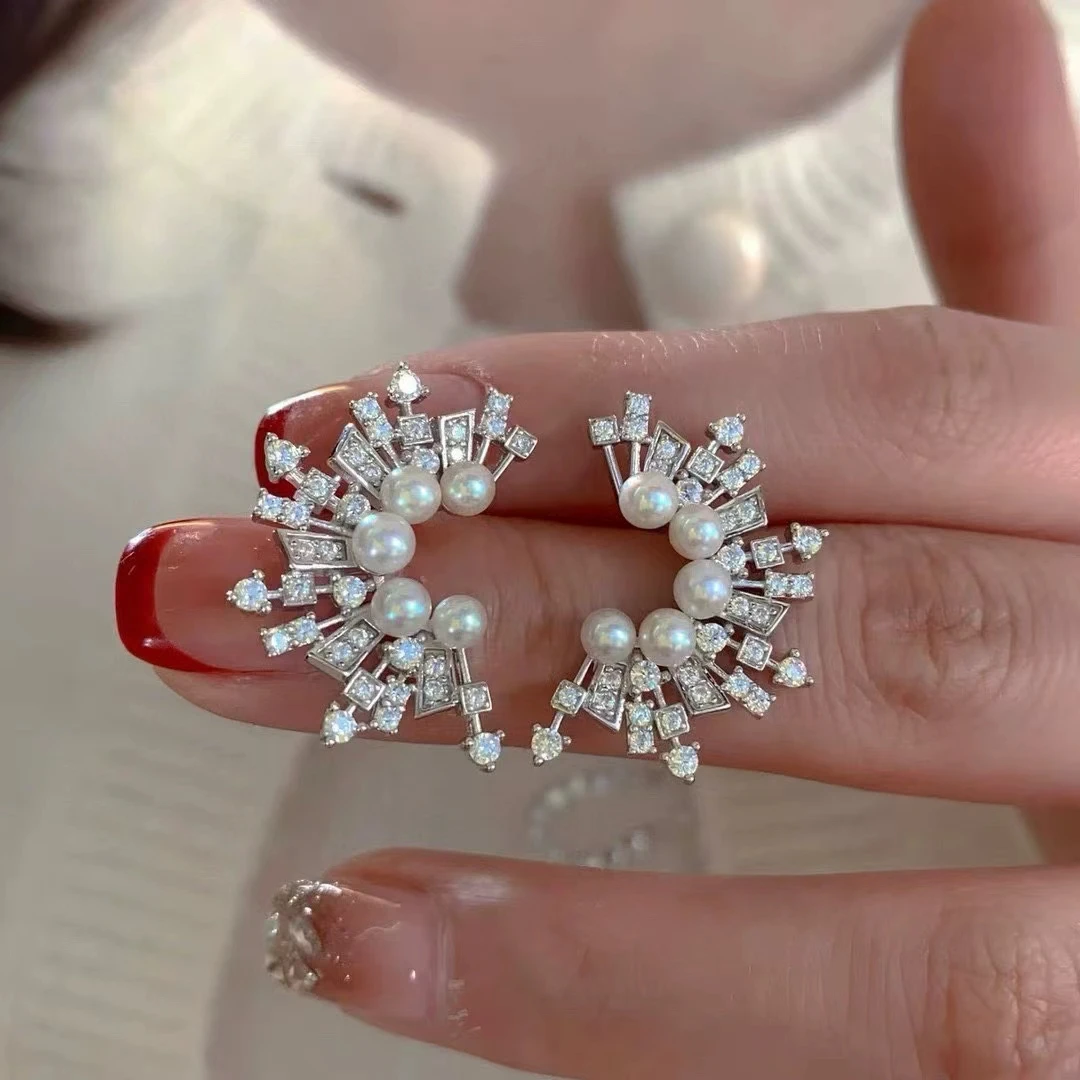 

Оптовая продажа, серьги из стерлингового серебра 925 пробы, фурнитура для крепления, базовые монтажные детали, аксессуар для жемчуга 3-4 мм, 5 пар/лот