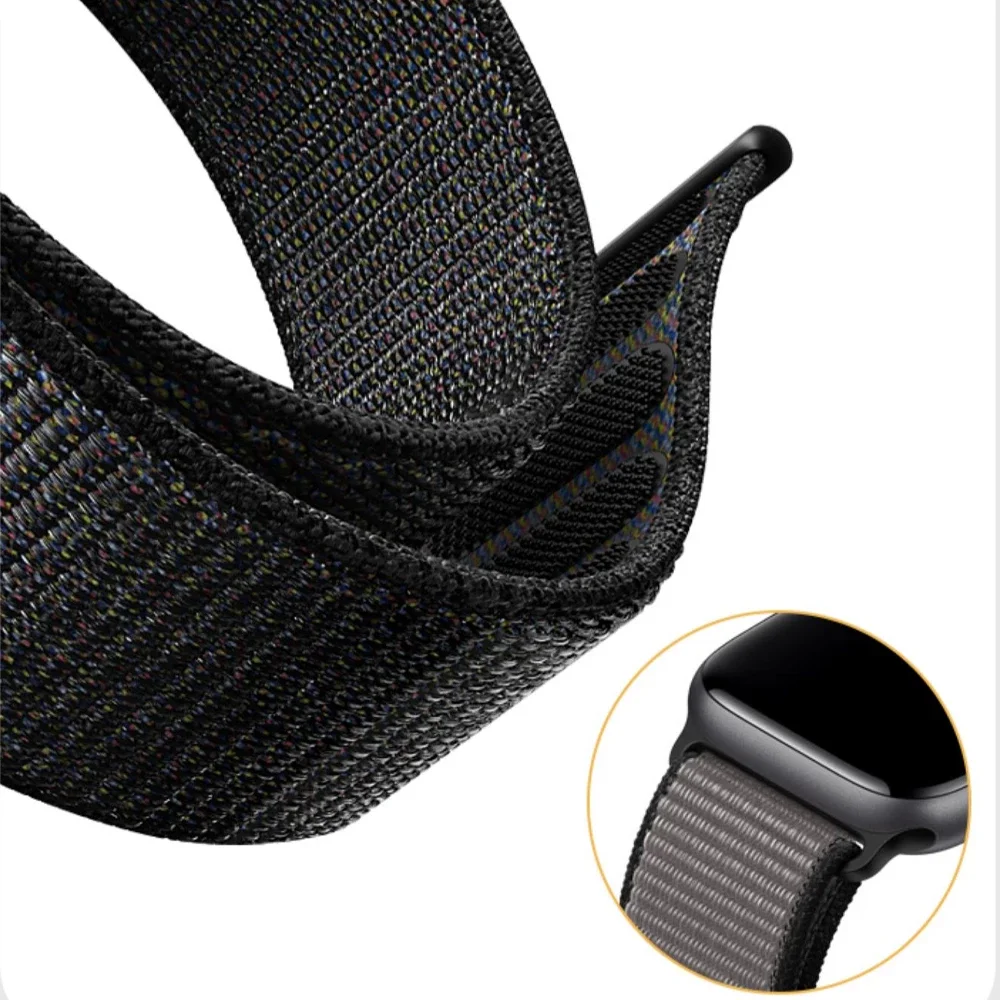 Nylon-Schlaufenarmband für Apple Watch 46mm 44mm 40mm 41mm 45mm Original Correa Armband iWatch Series 11 10 SE 9 8 Ultra 3 4 12