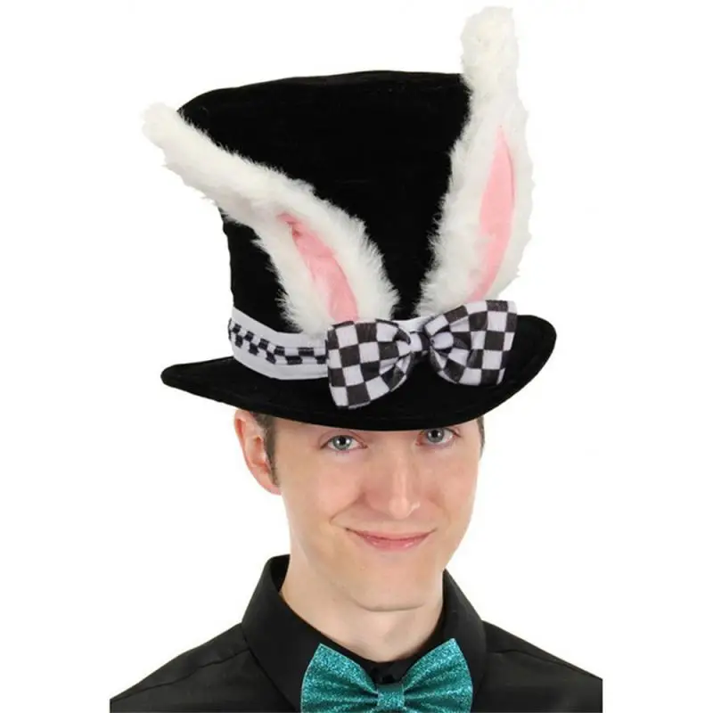 Easter White Rabbit Top Hat Alice Wonderland Cosplay Bunny Bowler Men Women March Hare Costume Accessory Topper With Ears